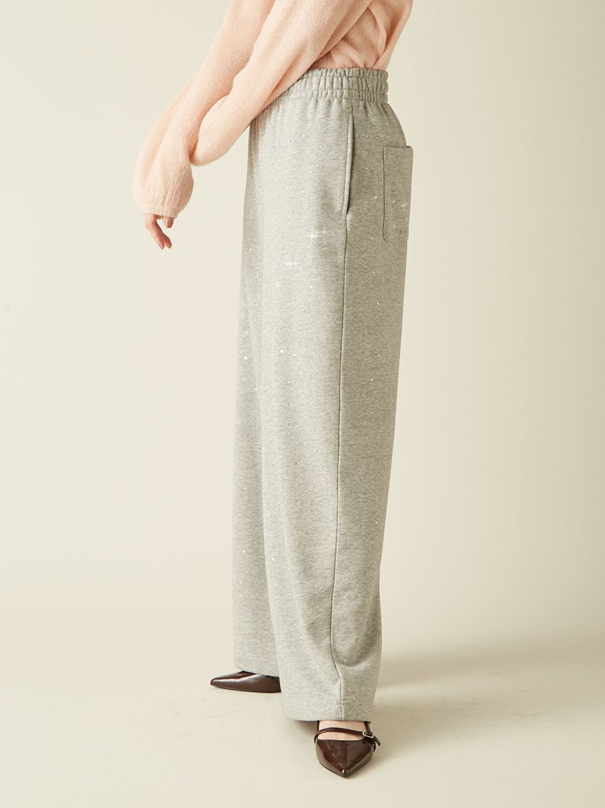 LILY BROWN「【WEB限定00サイズ】ビジューワイドスウェットパンツ」|チノ|