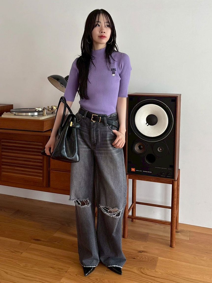 LILY BROWN「【LILY BROWN &times;ANNA SUI】ロゴ刺繍ハイネックリブニット」|ニット・セーター|