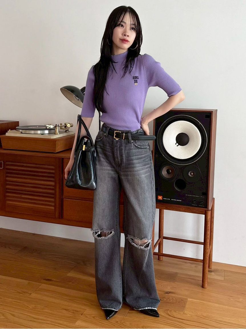 LILY BROWN「【LILY BROWN &times;ANNA SUI】ロゴ刺繍ハイネックリブニット」|ニット・セーター|