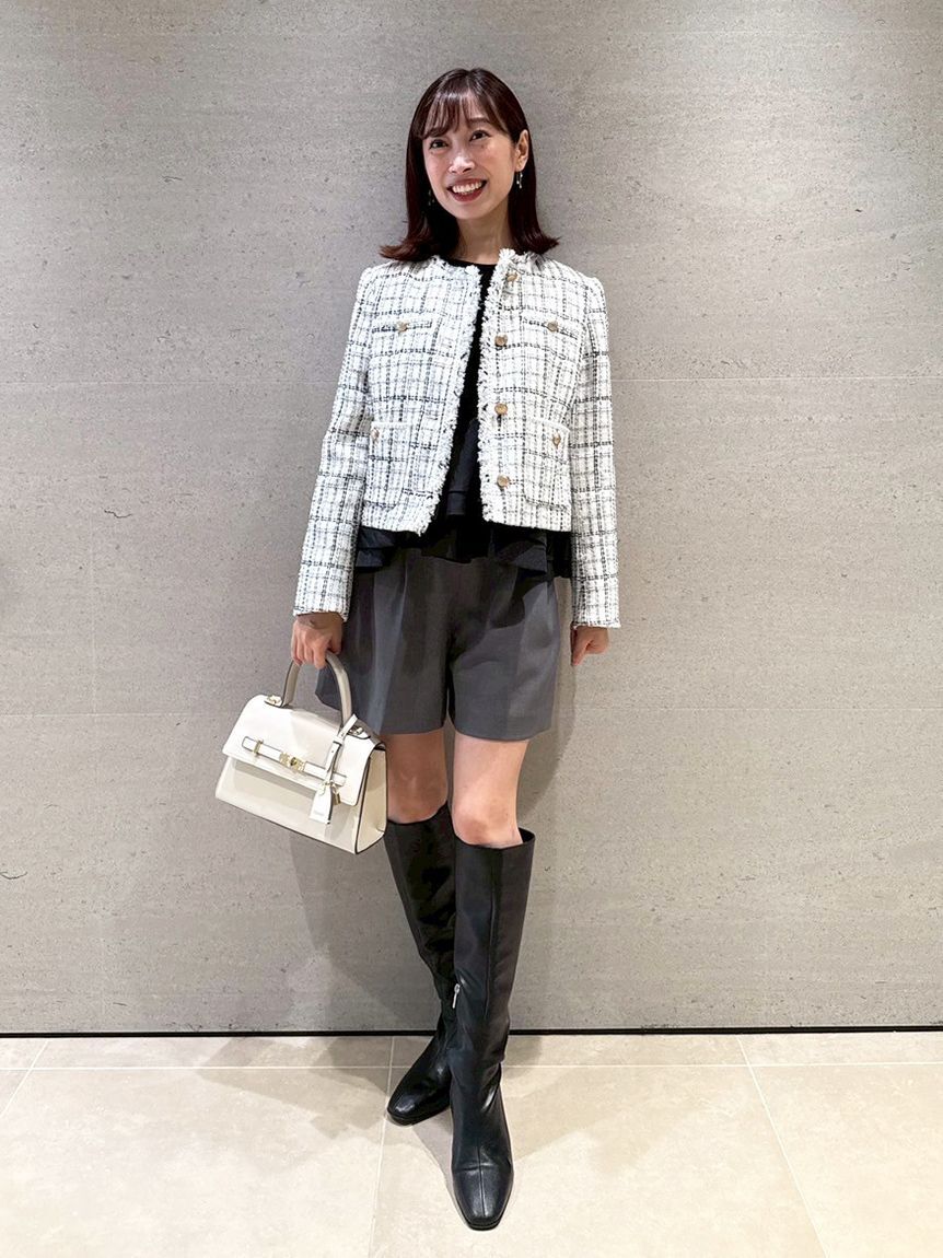 CELFORD「フリンジツイードジャケット」|ノーカラージャケット|