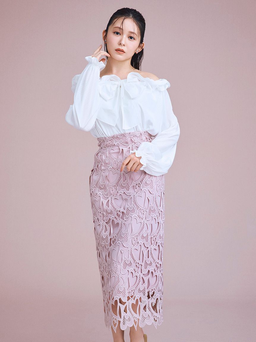 CELFORD「【WEB限定サイズ】ハートレースタイトスカート」|スカート|PNK