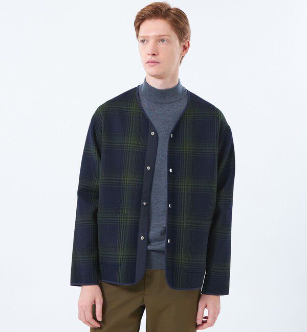 MACKINTOSH PHILOSOPHY「ノーカラージャケット 高密度リバークロス」|ブルゾン・スタジャン|ネイビー