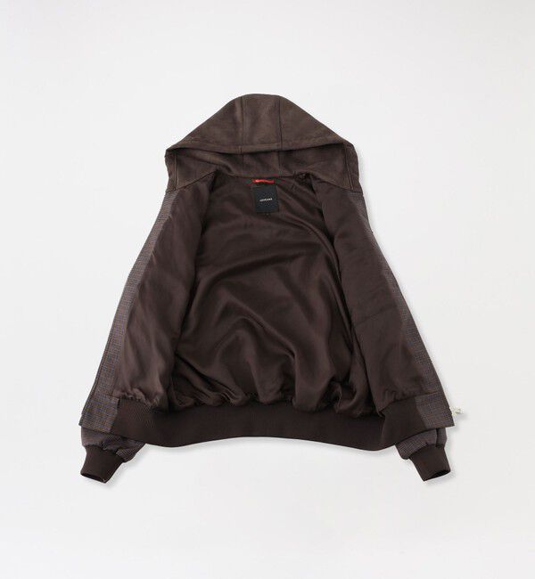  「バイマテリアルチェックコンビ フードジャケット」|ブルゾン・スタジャン|