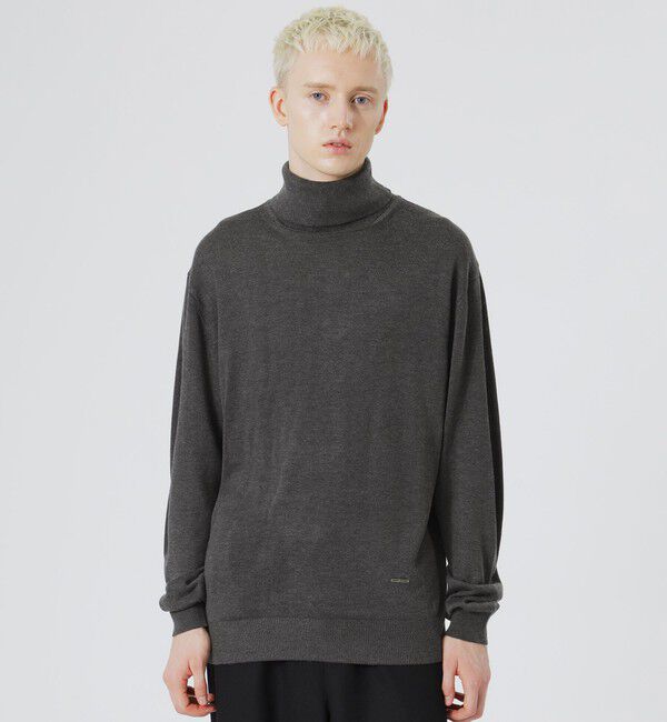  「ハイゲージタートル」|ニット・セーター|チャコールグレー