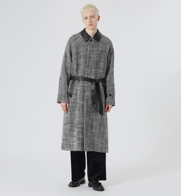  「ロービングヘリンボン ベルテッド ステンカラーウールコート」|その他|