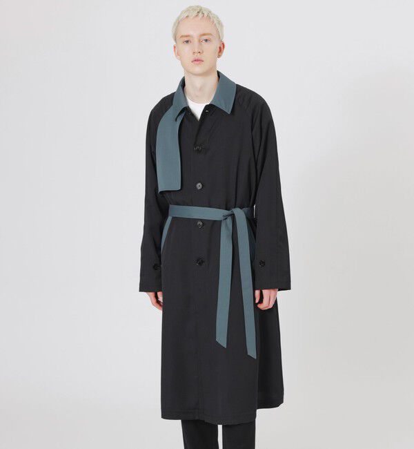  「エアロツイルバイカラーステンカラーコート」|ステンカラーコート|ブラック
