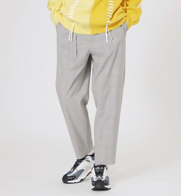  「グレンチェックベルテッドスラックス」|スラックス|グレー