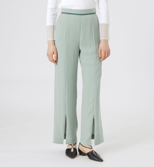  「【ドラマ着用商品】スリットスリムパンツ」|スラックス|ライトグリーン