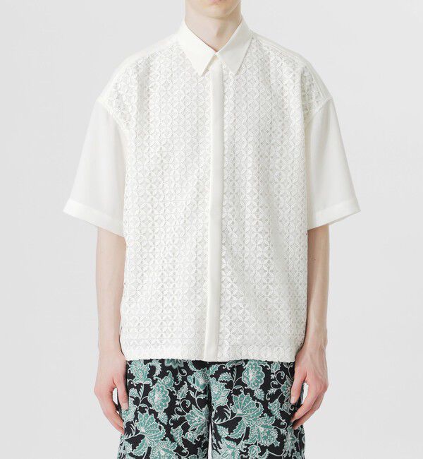  「レースコンビショートスリーブシャツ」|シャツ・ブラウス|