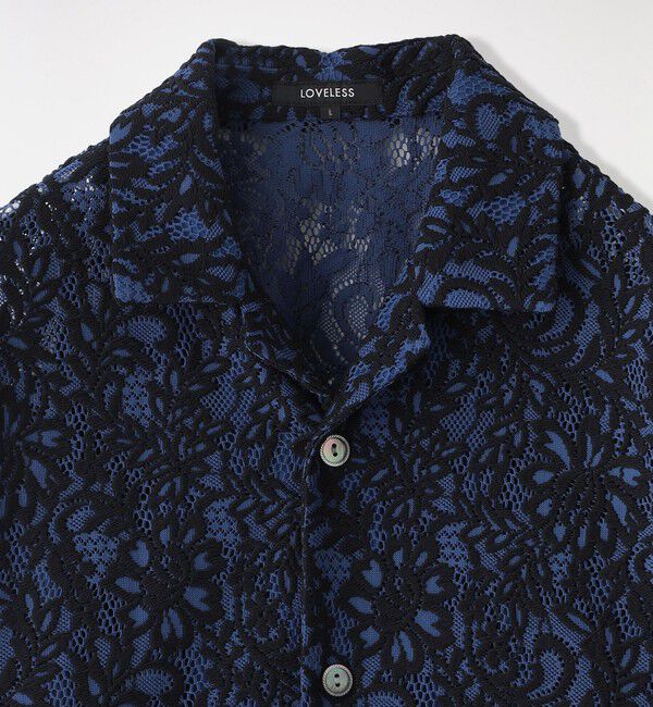  「バイカラーレースオープンカラーシャツ」|シャツ・ブラウス|