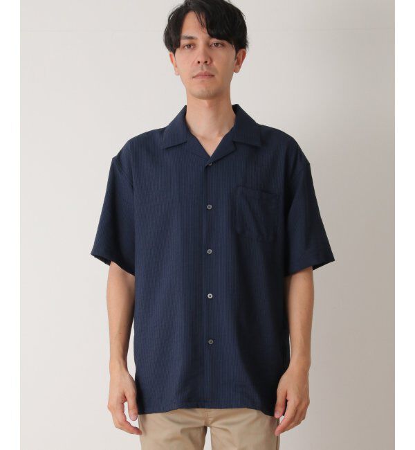 ikka「【接触冷感／吸水速乾】シャドーストライプオープンカラーシャツ」|シャツ・ブラウス|