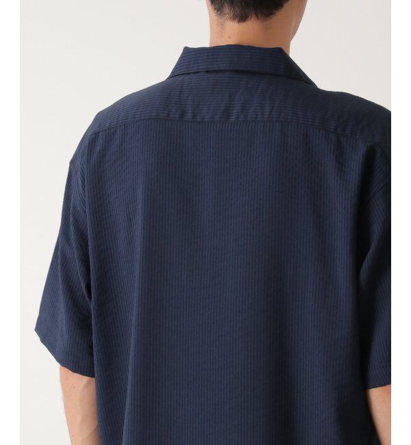 ikka「【接触冷感／吸水速乾】シャドーストライプオープンカラーシャツ」|シャツ・ブラウス|