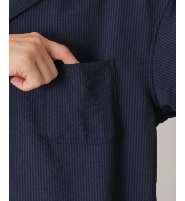 ikka「【接触冷感／吸水速乾】シャドーストライプオープンカラーシャツ」|シャツ・ブラウス|