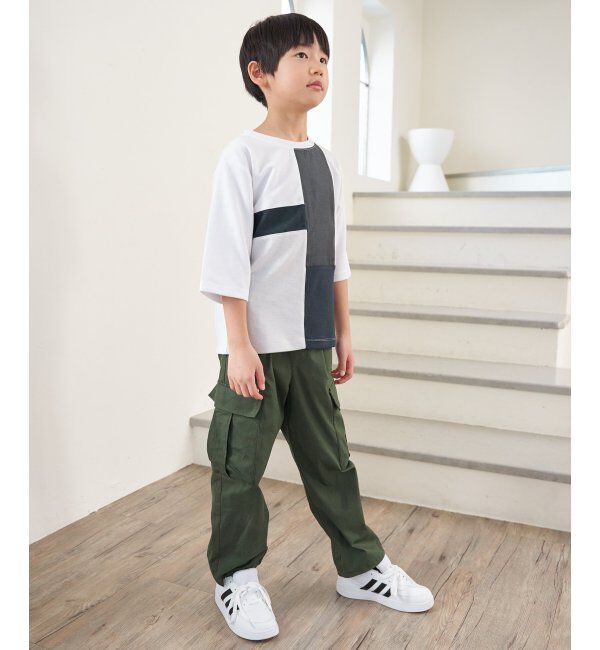 ikka kids「【親子おそろい】7分ポンチブロックスT（120~160cm）」|Tシャツ・カットソー|