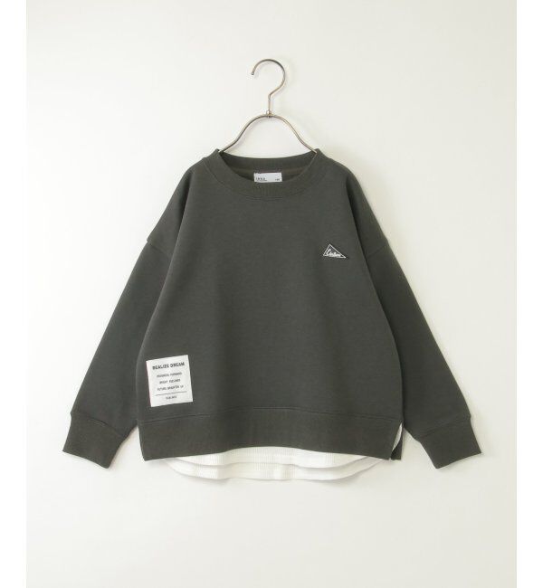 ikka kids「裏起毛レイヤードワッペントレーナー（120~160cm）」|Tシャツ・カットソー|ダークグレー