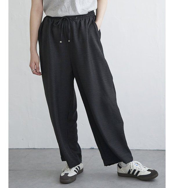 VENCE share style「リネンライクツイルバレルパンツ」|デニム|ブラック