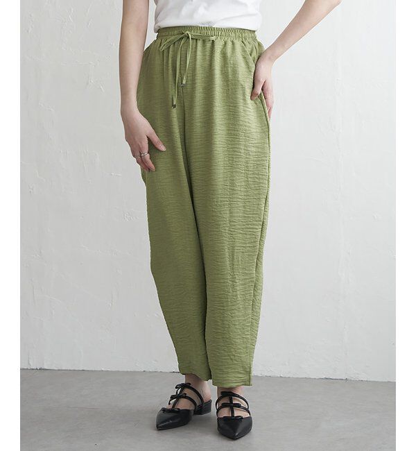 VENCE share style「リネンライクツイルバレルパンツ」|デニム|カーキ