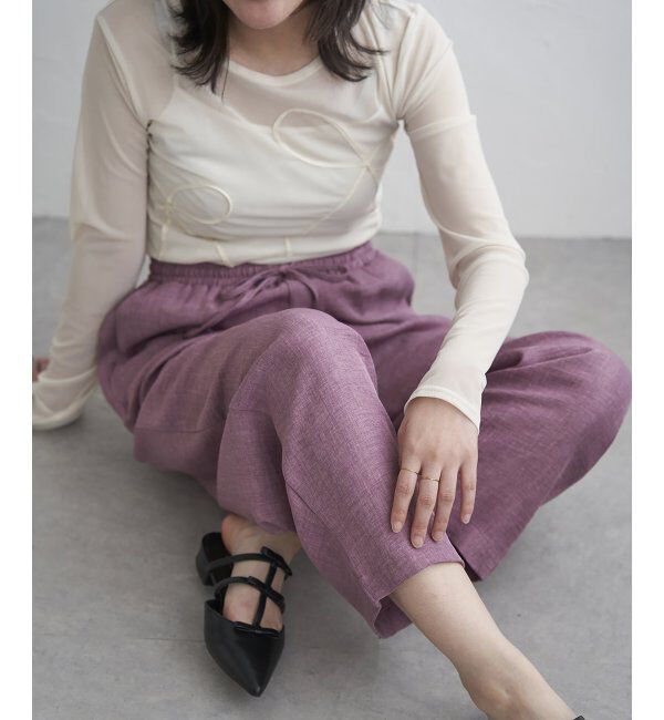 VENCE share style「リネンライクツイルバレルパンツ」|デニム|