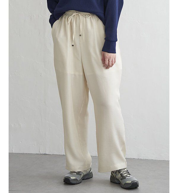 VENCE share style「リネンライクツイルバレルパンツ」|デニム|アイボリー