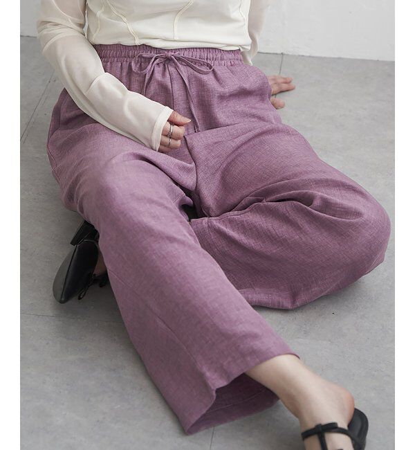 VENCE share style「リネンライクツイルバレルパンツ」|デニム|ピンクケイ