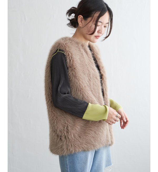 VENCE share style「シャギーファーベスト」|その他|モカ