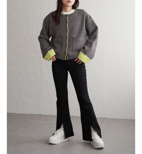 VENCE share style「アルパカタッチ配色カーディガン」|カーディガン|