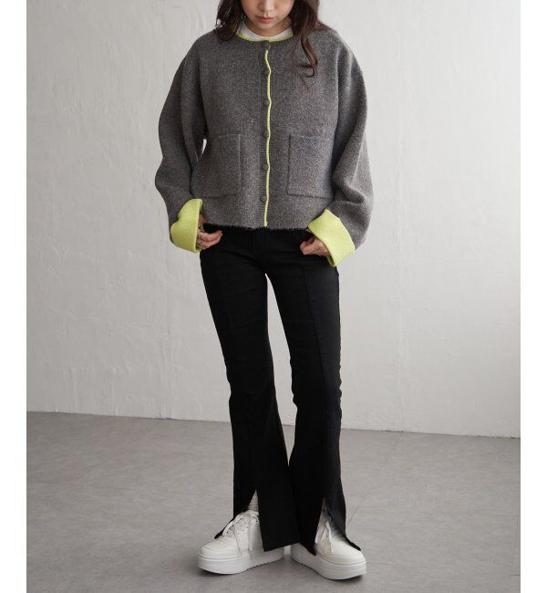 VENCE share style「アルパカタッチ配色カーディガン」|カーディガン|