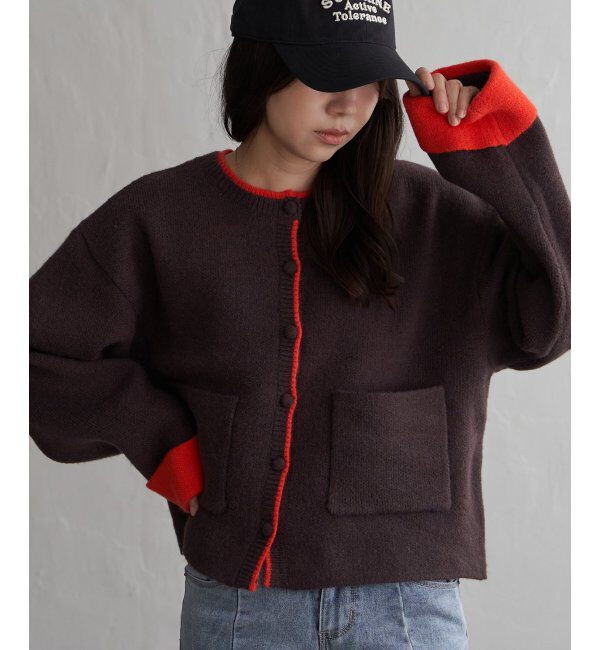 VENCE share style「アルパカタッチ配色カーディガン」|カーディガン|
