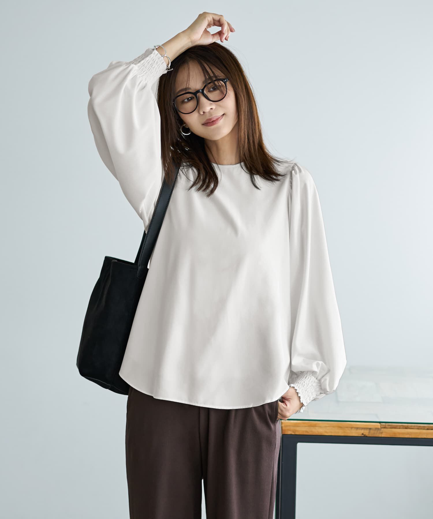 STYLE DELI「シルキージョーゼットボリュームスリーブブラウス」|シャツ・ブラウス|アイボリー