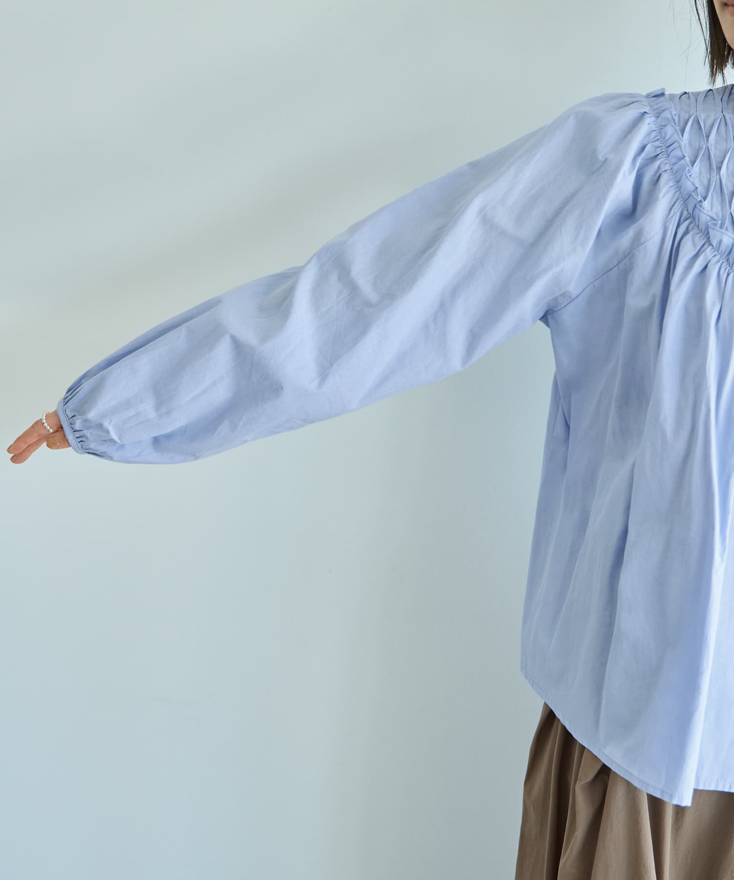 STYLE DELI「デコルテ切替コットンブラウス」|シャツ・ブラウス|