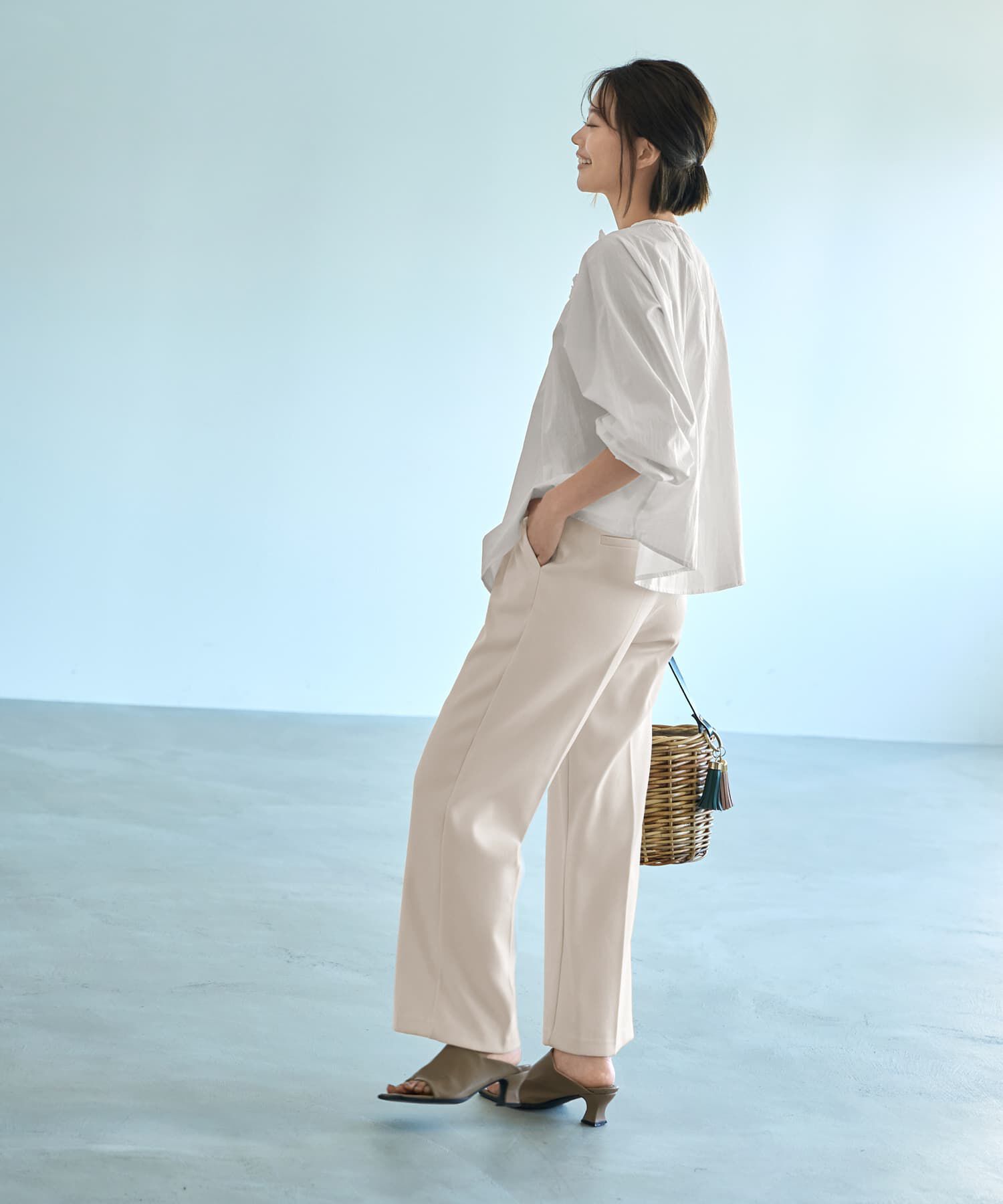 STYLE DELI「デコルテ切替コットンブラウス」|シャツ・ブラウス|