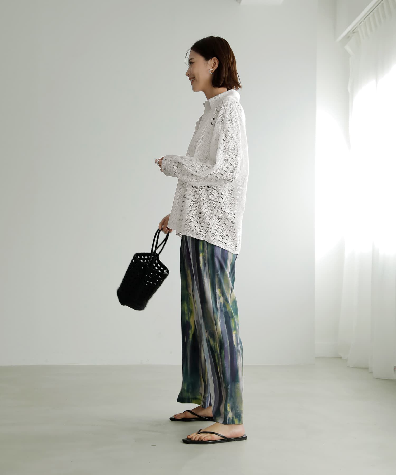 STYLE DELI「甘くならない縦模様コットンレースシャツ」|シャツ・ブラウス|