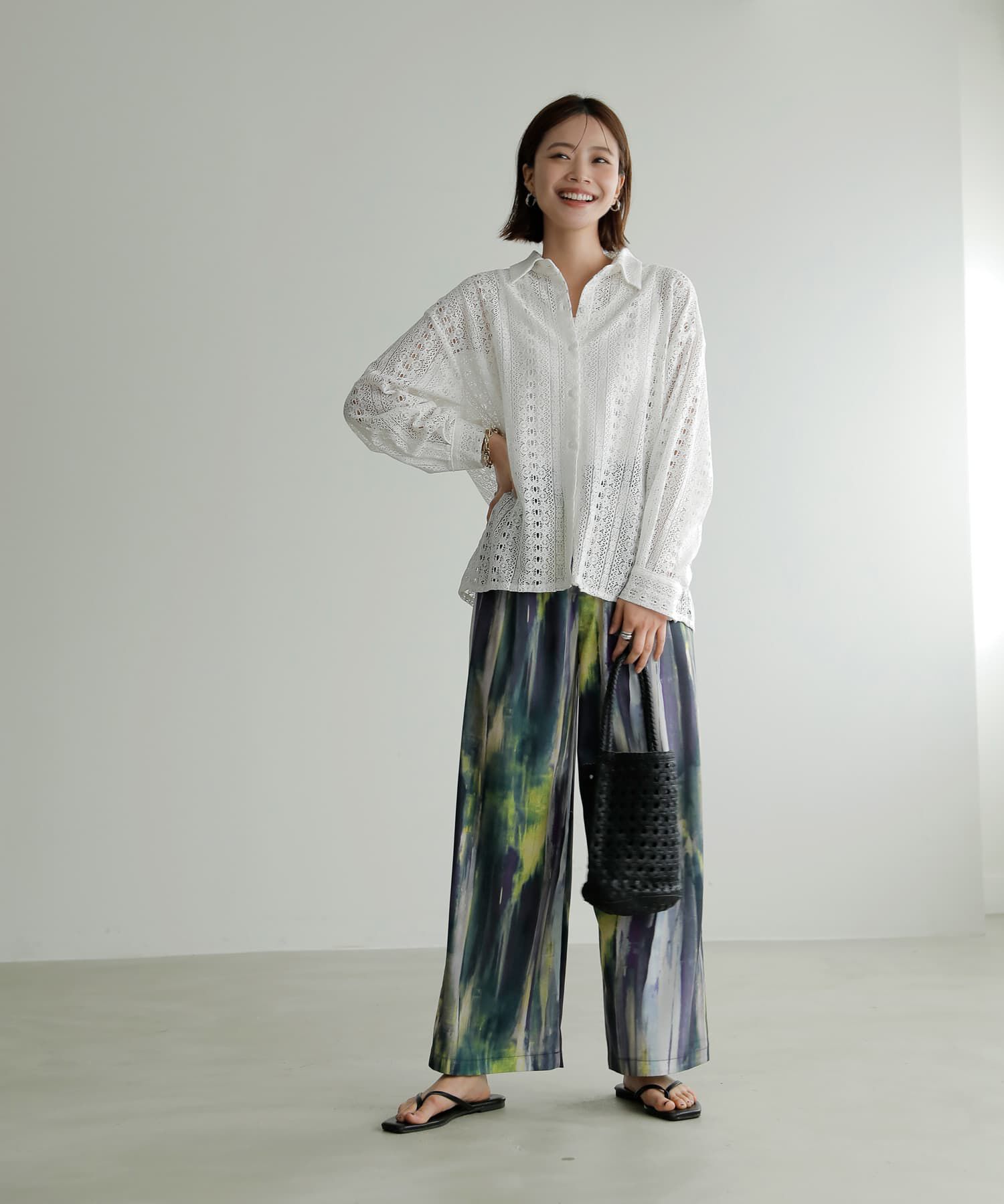 STYLE DELI「甘くならない縦模様コットンレースシャツ」|シャツ・ブラウス|