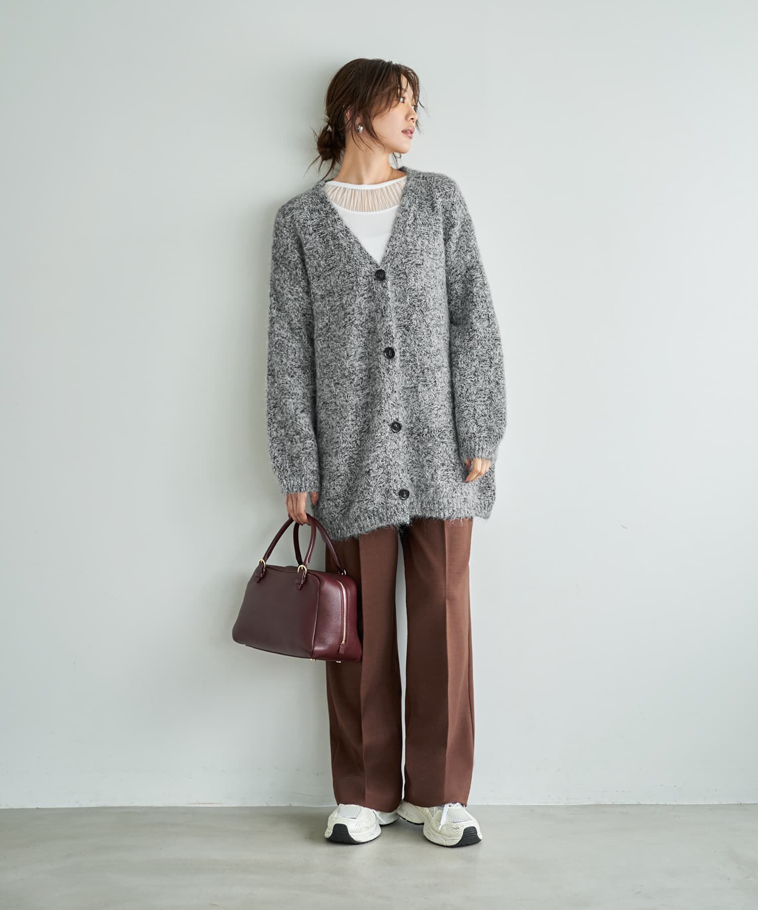 STYLE DELI「モヘア風ミックスニットゆったりカーディガン」|カーディガン|