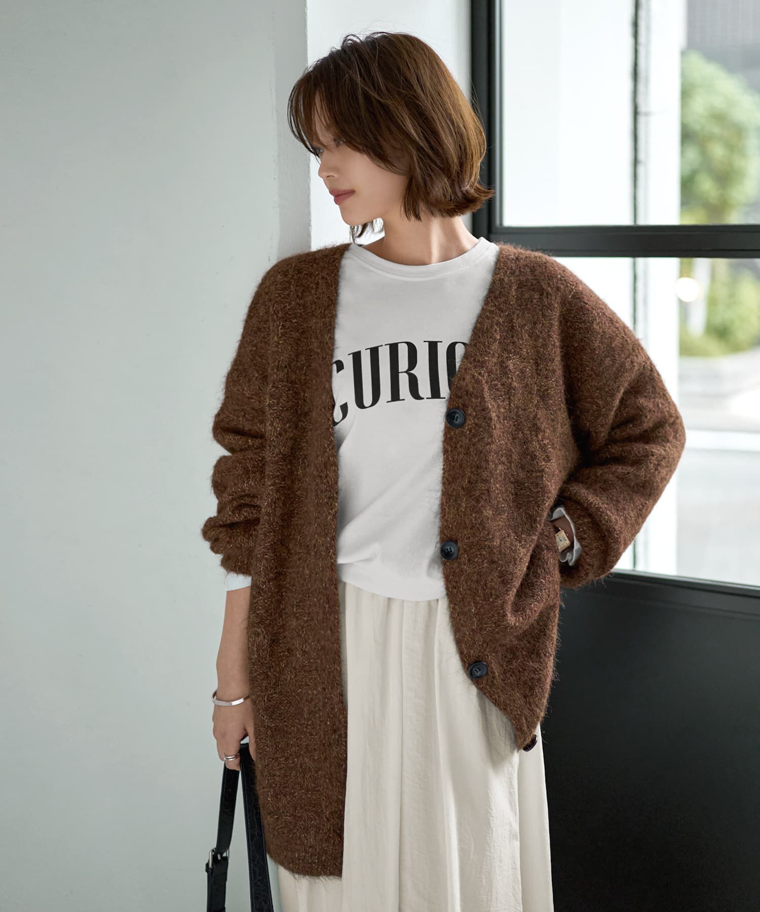 STYLE DELI「モヘア風ミックスニットゆったりカーディガン」|カーディガン|