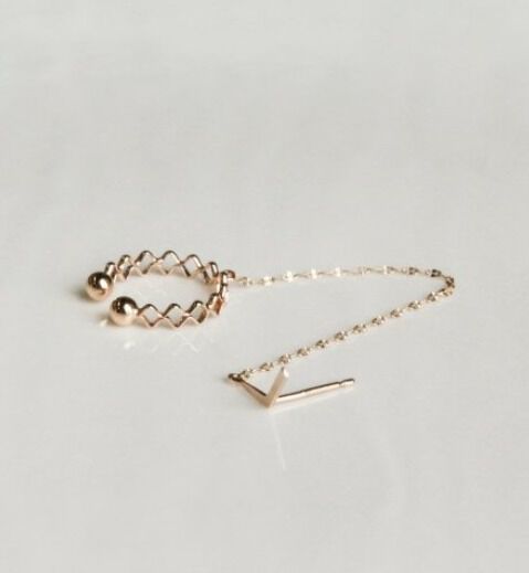  「K10YG チェーン ピアス イヤーカフ(片耳用)」|イヤーカフ|