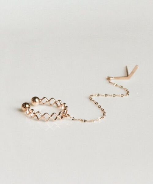  「K10YG チェーン ピアス イヤーカフ(片耳用)」|イヤーカフ|