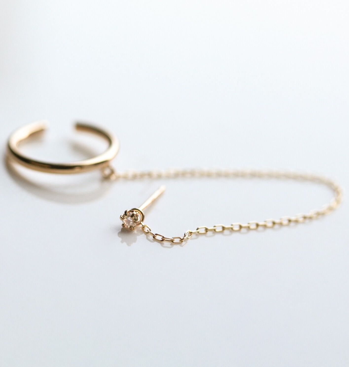  「ダイヤモンド 0.03ct イヤーカフ ピアス | K10YG 【片耳用】」|イヤーカフ|