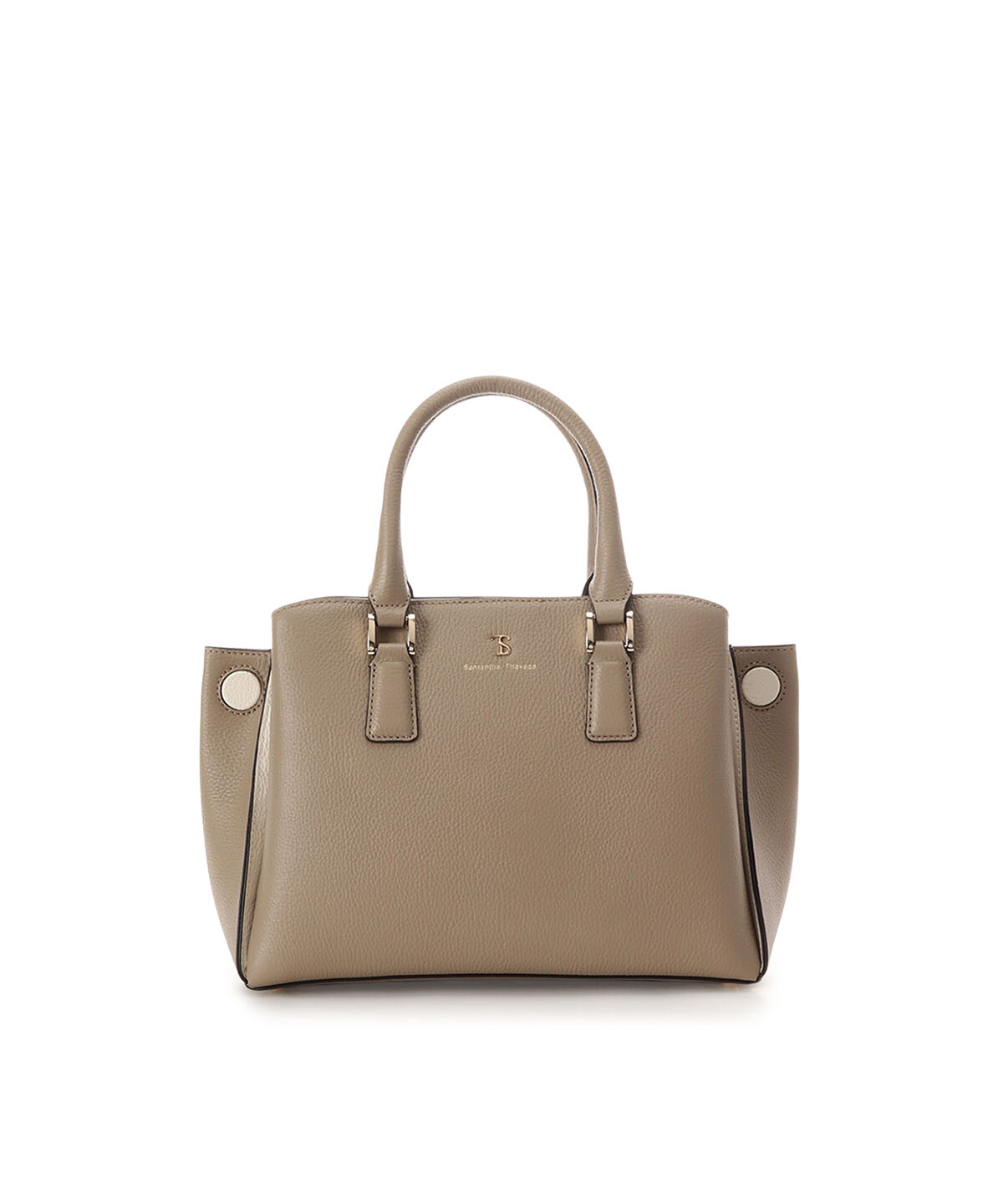 Samantha Thavasa「バイカラーレザー ハンドルバッグ」|ハンドバッグ|グレージュ