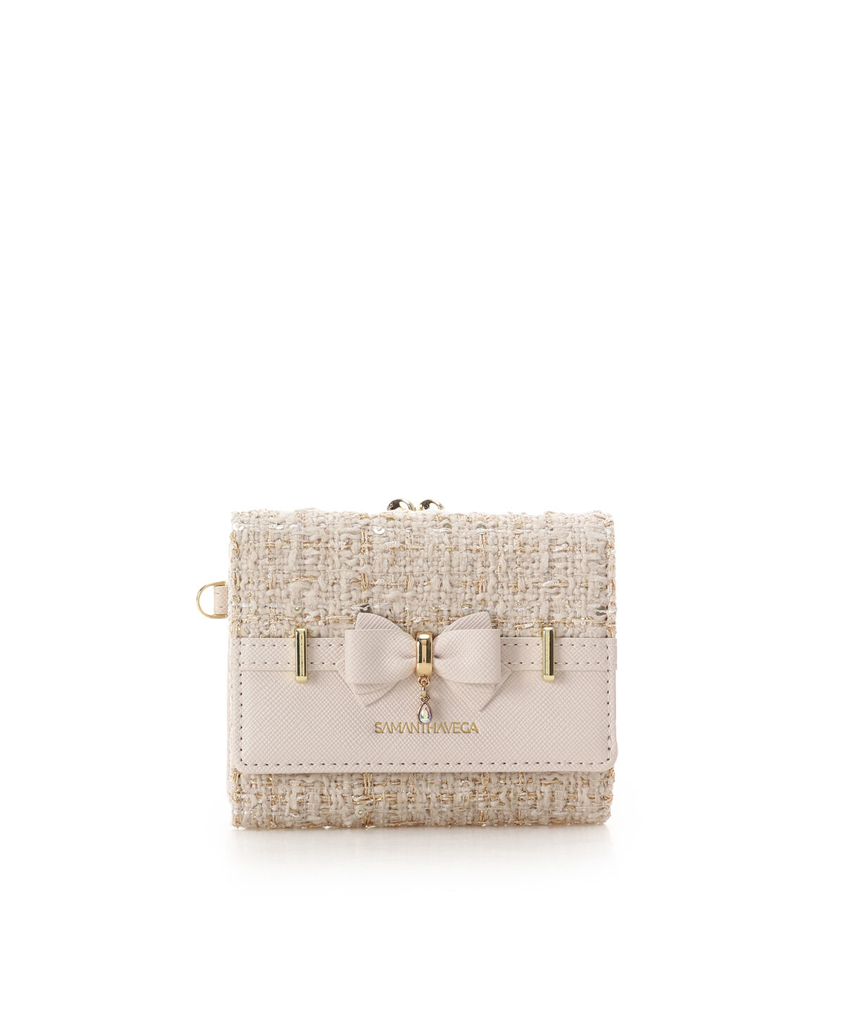 Samantha Vega「ツイードアクセントリボン折財布」|財布|ホワイト