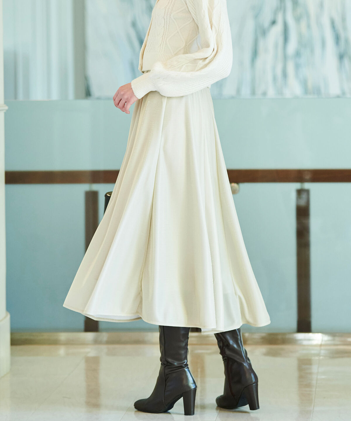 アンドクチュール「ラメデザイン8枚ハギスカート」|フレア|