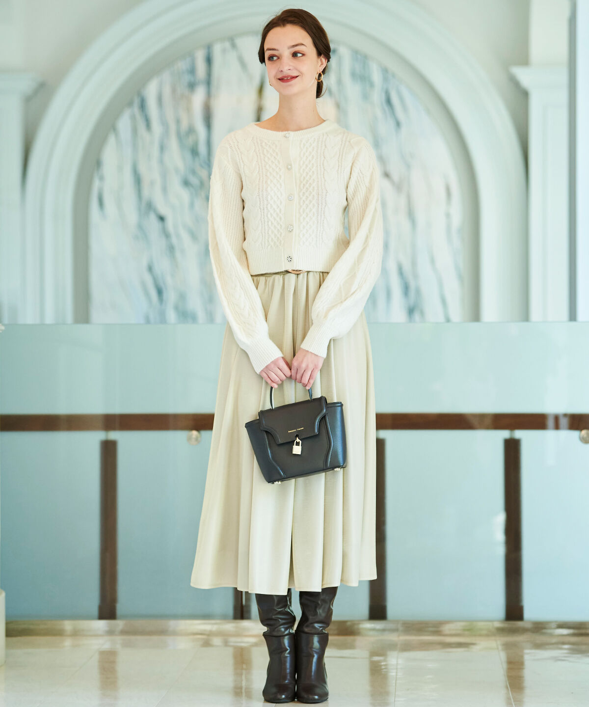 アンドクチュール「ラメデザイン8枚ハギスカート」|フレア|