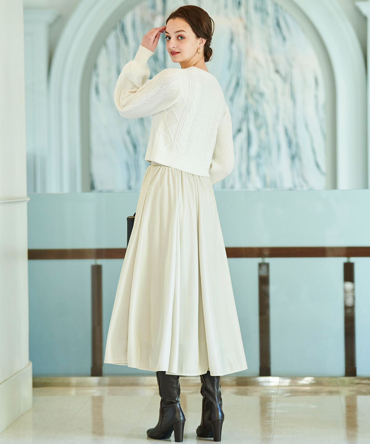 アンドクチュール「ラメデザイン8枚ハギスカート」|フレア|