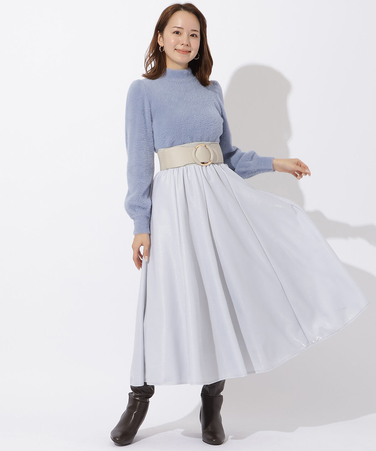 アンドクチュール「ラメデザイン8枚ハギスカート」|フレア|