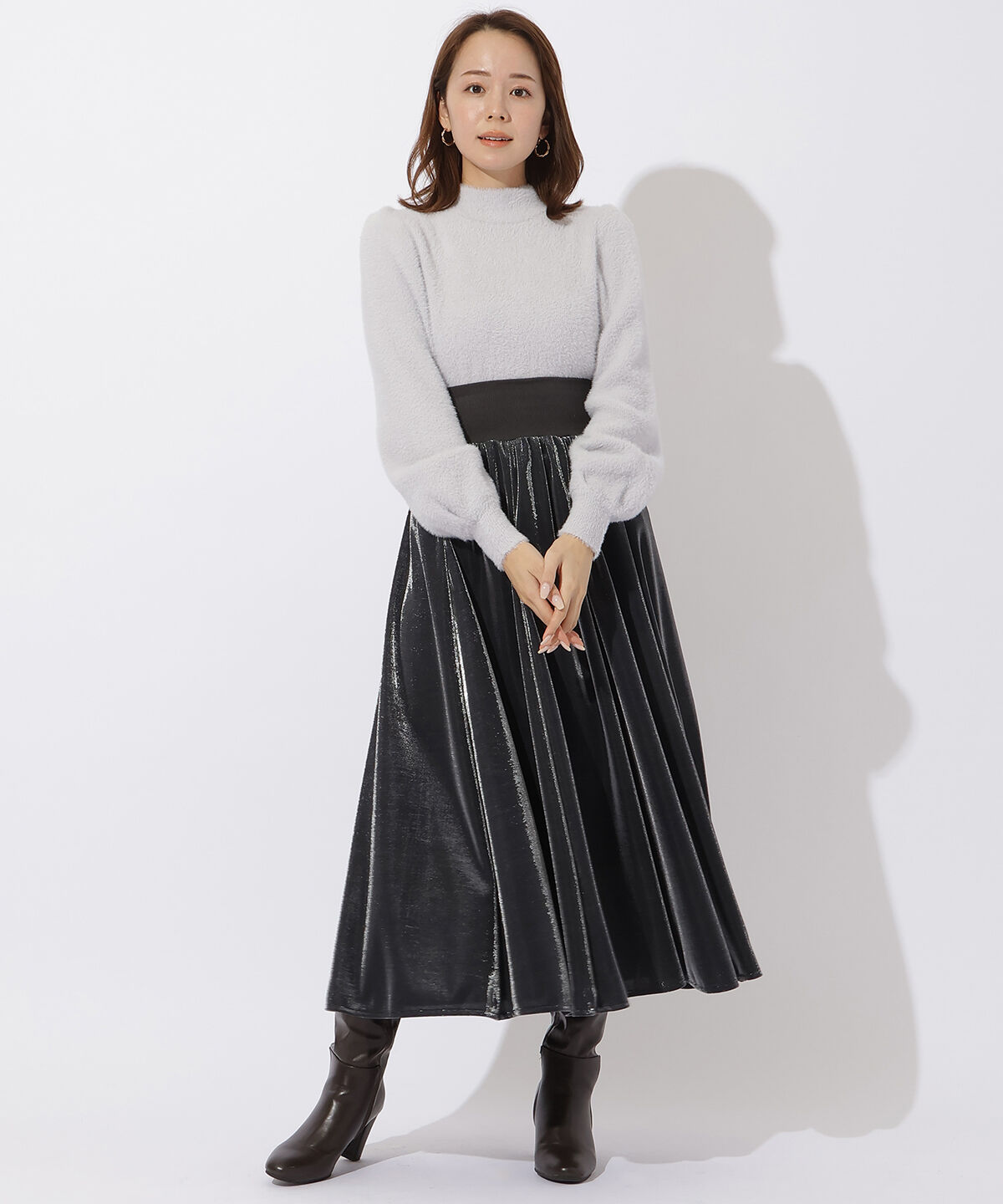 アンドクチュール「ラメデザイン8枚ハギスカート」|フレア|