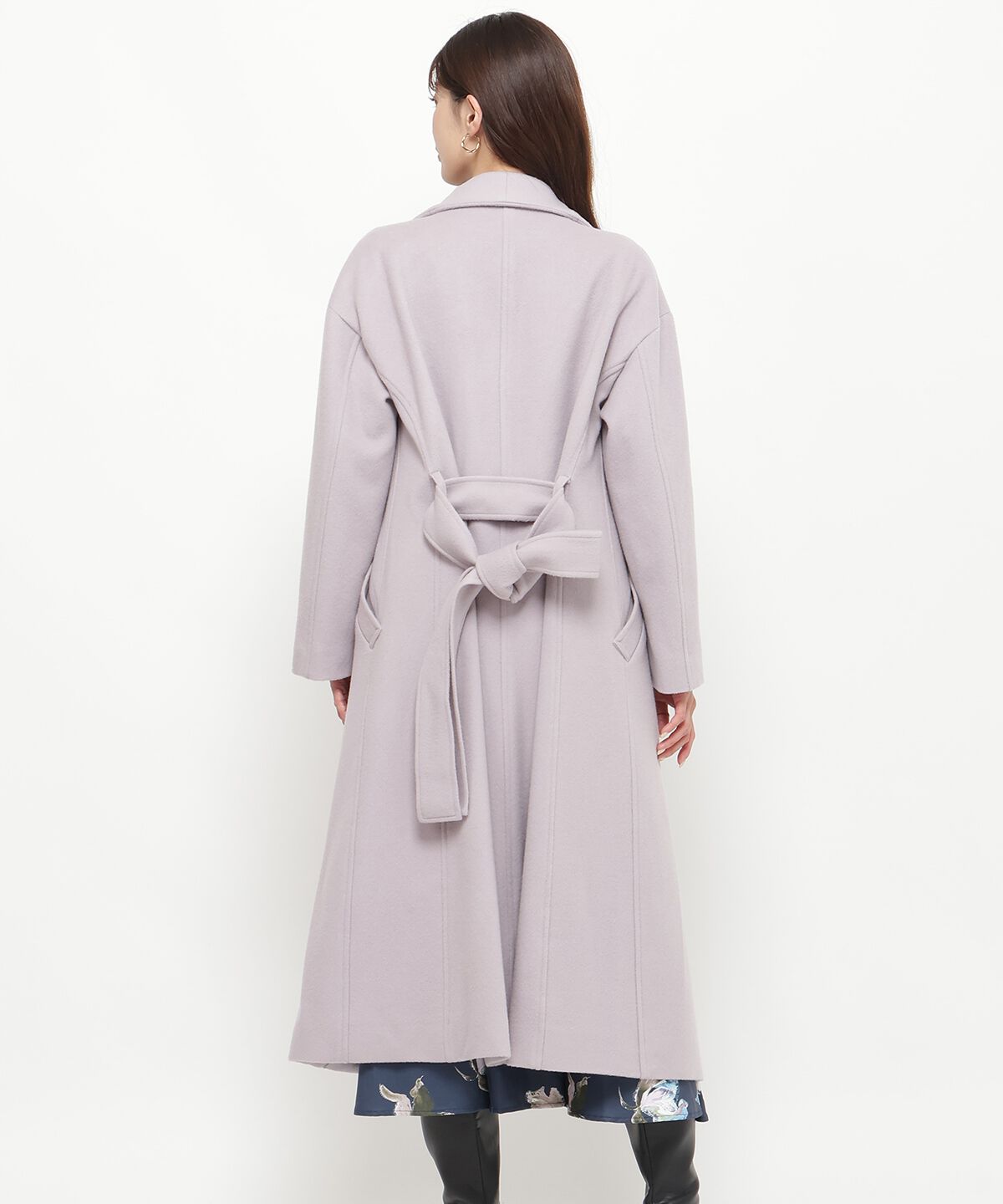 アンドクチュール「ウールビーバービッグカラーロングコート」|ダウン|