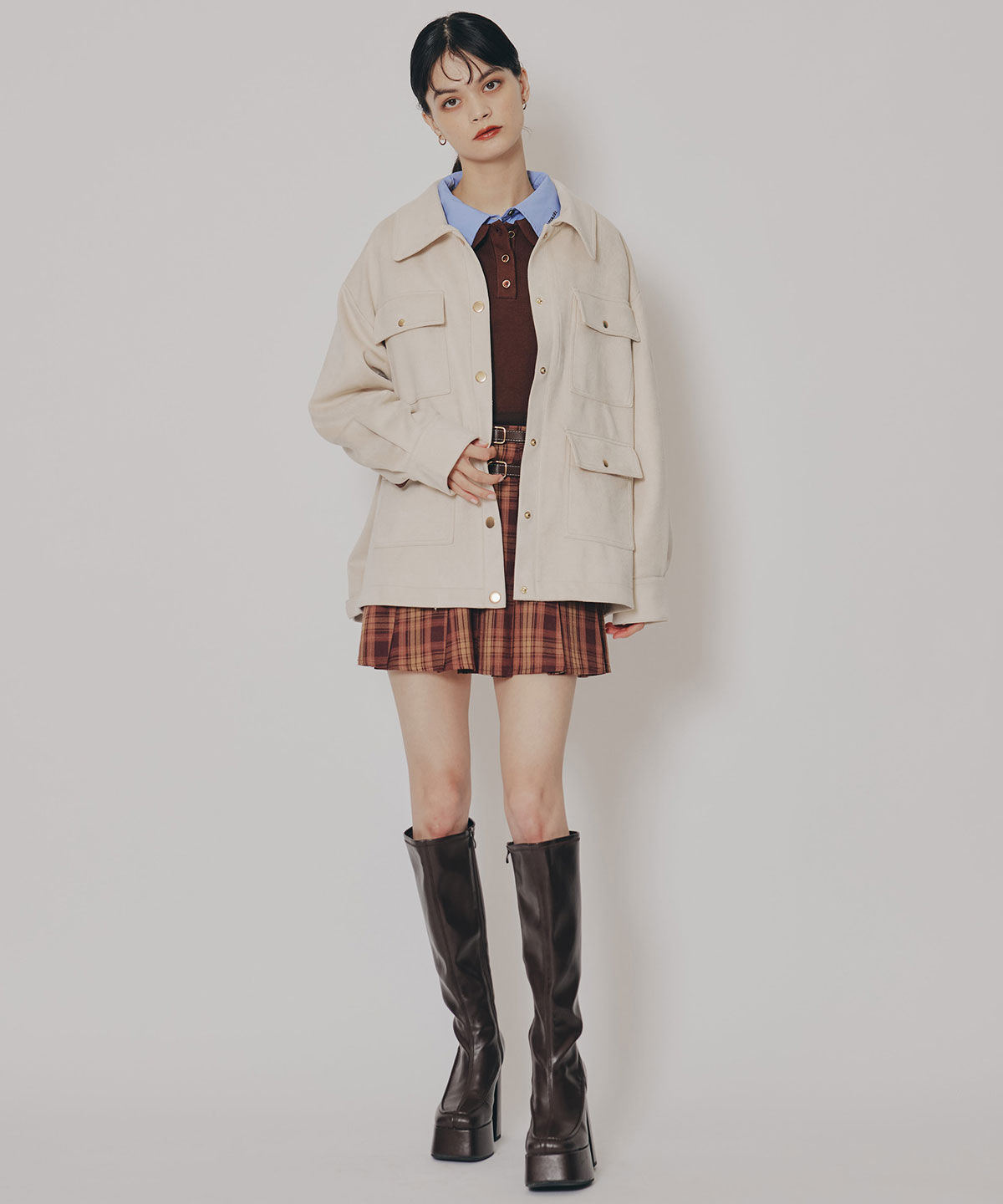 REDYAZEL「ヴィンテージライクスエードポケットジャケット」|ステンカラーコート|