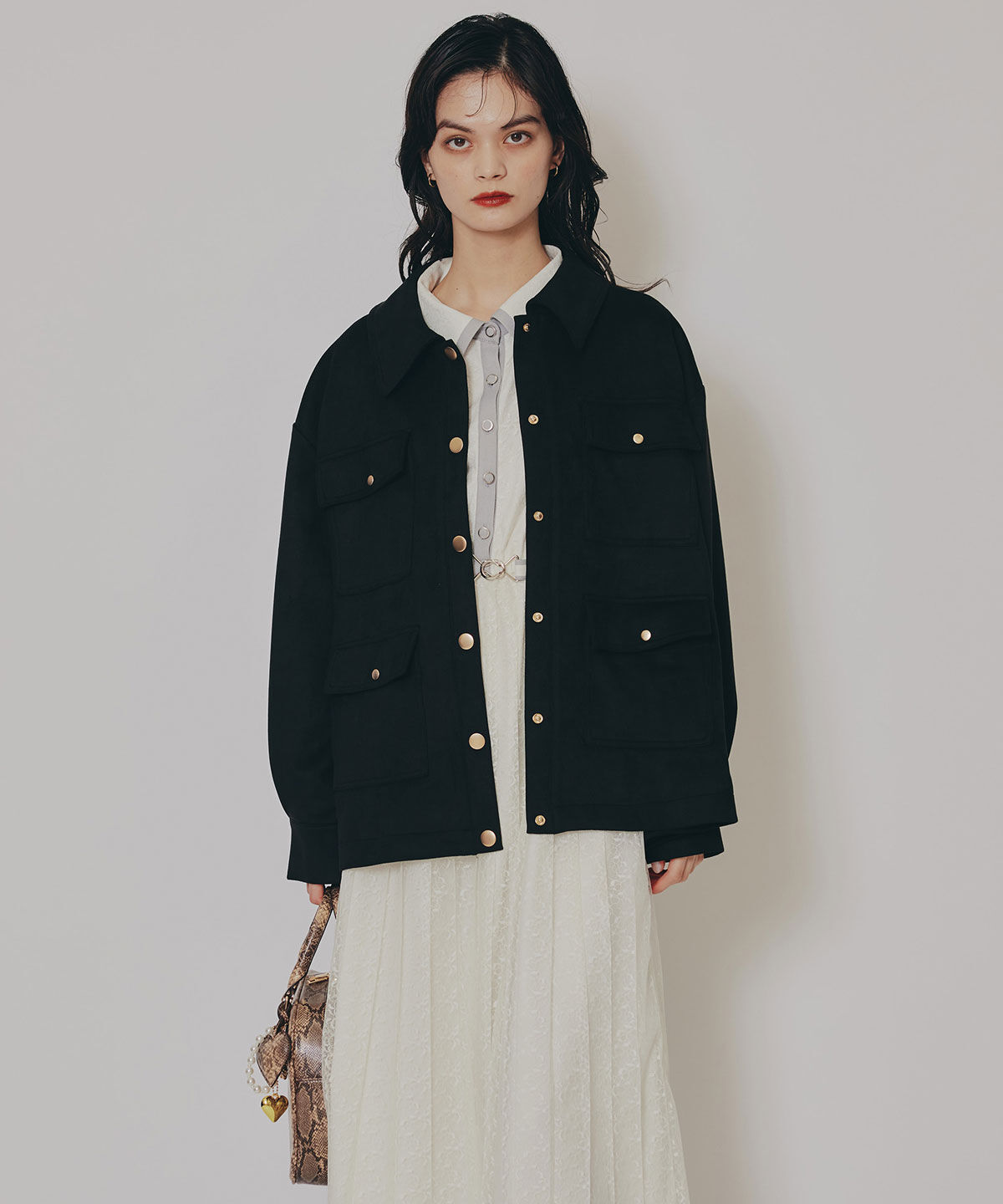 REDYAZEL「ヴィンテージライクスエードポケットジャケット」|ステンカラーコート|