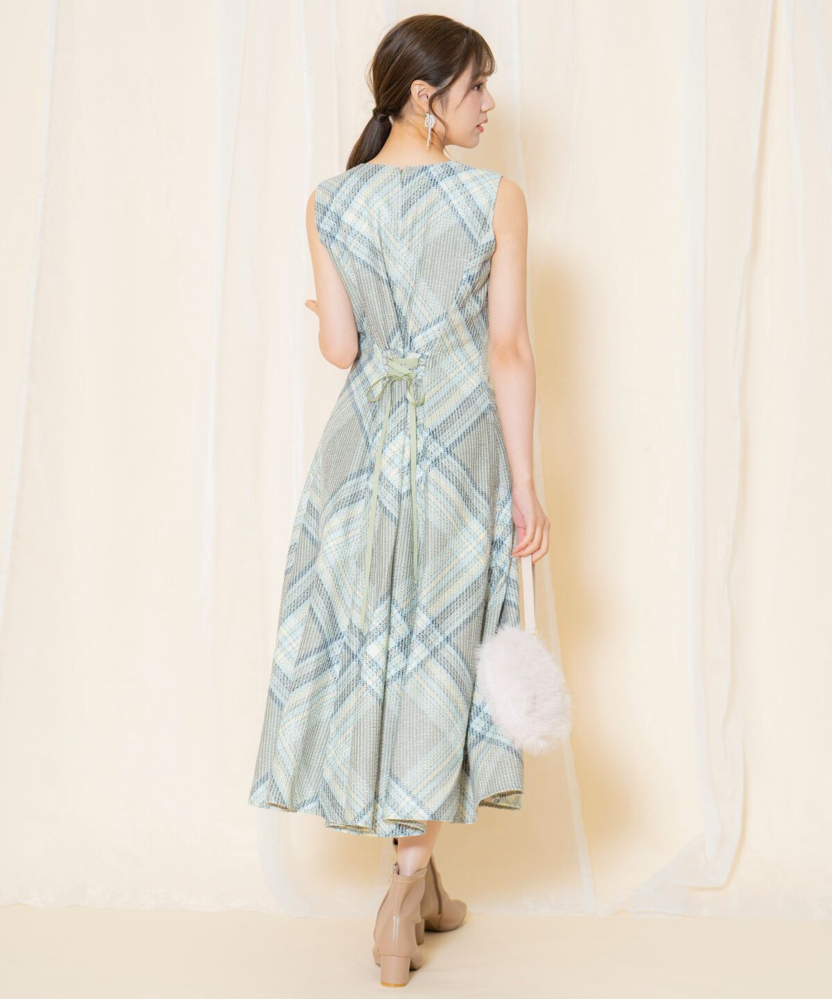 WILLSELECTION「ツイードチェックノースリーブワンピース」|ワンピース|