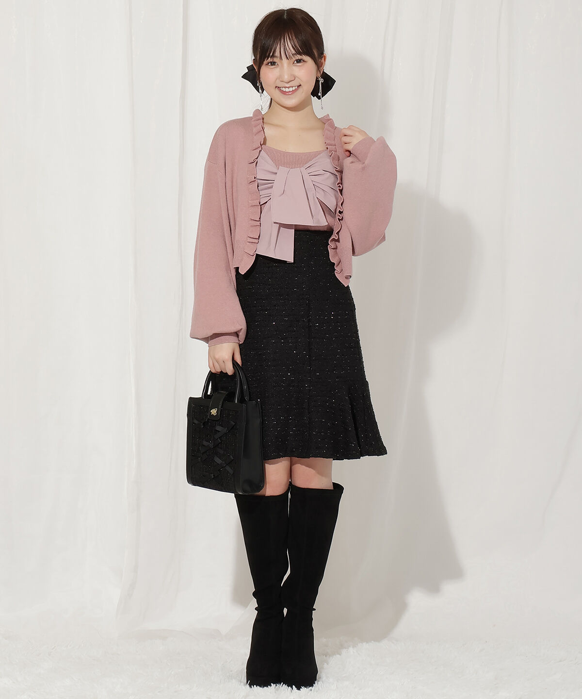 WILLSELECTION「フリルカーディガン&times;リボンキャミセット」|カーディガン|